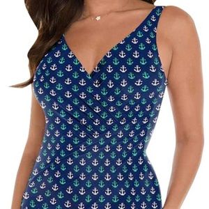 Miraclesuit Anchor Print Navy Blue Nautical NWT!